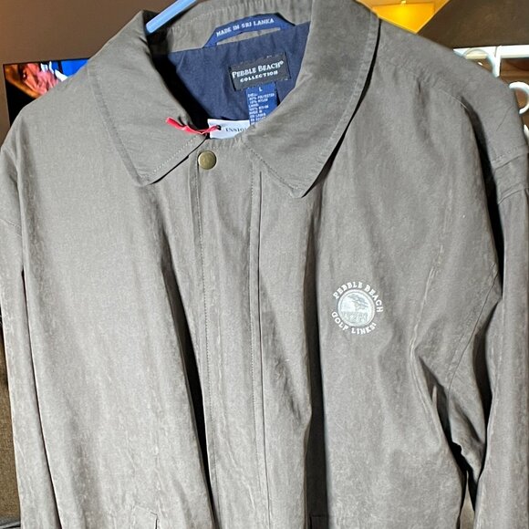 Pebble Beach Collection Jacket-Size L-Blue Nylon Lined-OD Green Outer  IN8101 - Picture 1 of 14